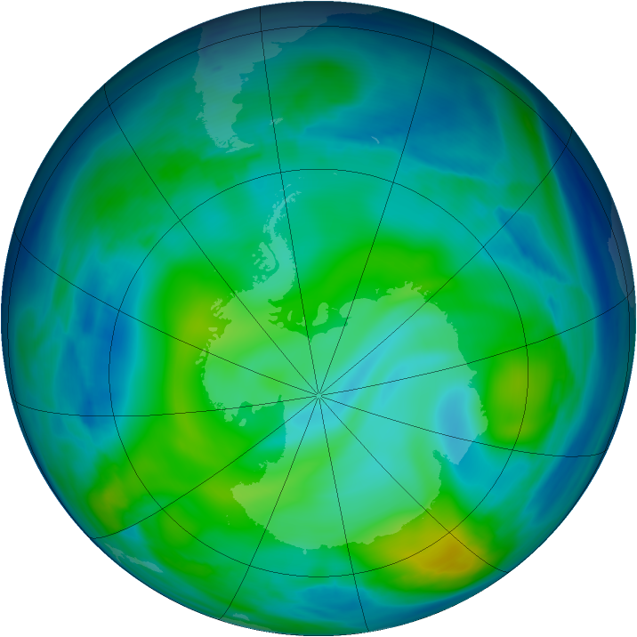 Antarctic ozone map for 05 June 2006